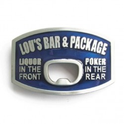 boucle de ceinture ouvre bouteille lou's bar poker bleu