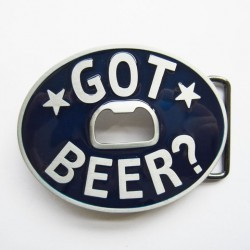 boucle de ceinture ouvre bouteille got beer ovale bleu homme
