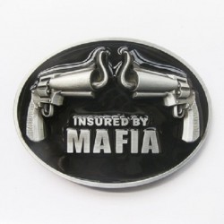 boucle de ceinture pistolet noir assuré par la mafia humour