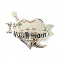 boucle de ceinture your mom coeur et poignard chromé