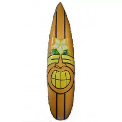 grande planche de surf bois clair 100cm déco tiki hibiscus