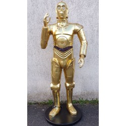 statue star warrs C3PO bras en l'air la guerre des étoile déco taille réel