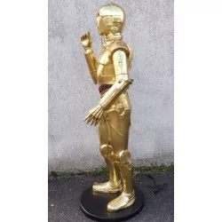 statue star warrs C3PO bras en l'air la guerre des étoile déco taille réel