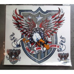 sticker aigle et blason 27x27cm autocollant usa lethal thread