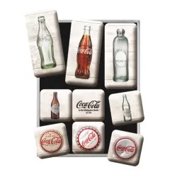 lot 9 magnet coca cola bouteille et capsule sur fond blanc aimant frigo