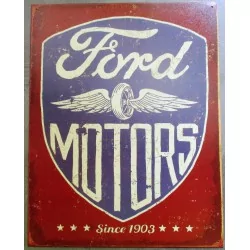 plaque  ford motos logo tole publicitaire aspect rouillé  garage diner us garage