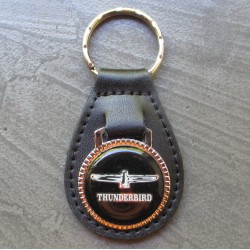 porte clé métal cuir thunderbird noir auto americaine collection