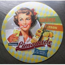 plaque pin up  style année 50 limonade citron tole ronde 30cm  deco us