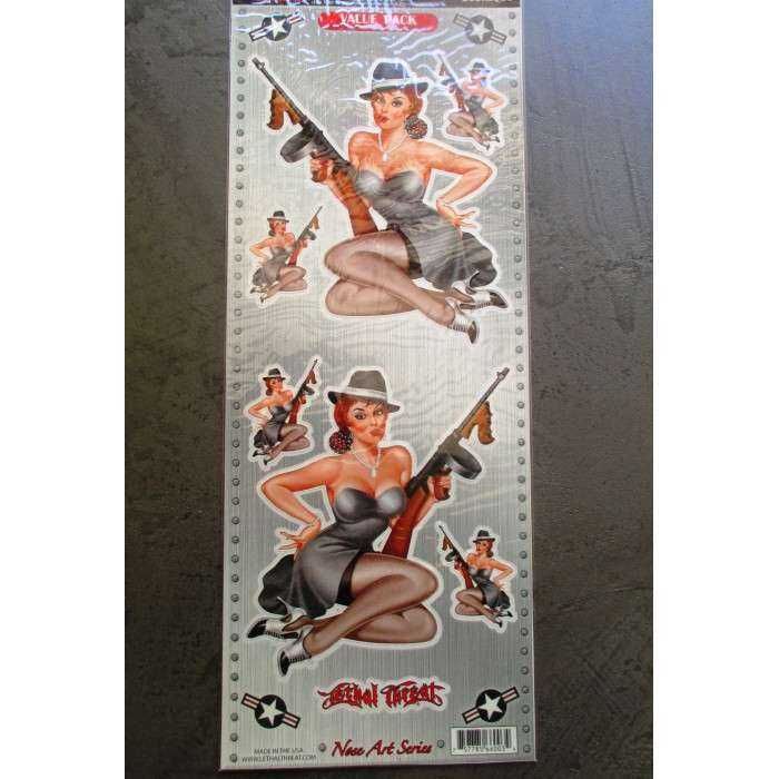 planche de 6 stickers pin up gangster style al capone feminin autocollant transparent planche de 6 stickers pin up gangster style al capone feminin autocollant transparent