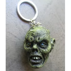 porte clé métal et resine tete de zombie verte monstre kustom auto voiture americaine