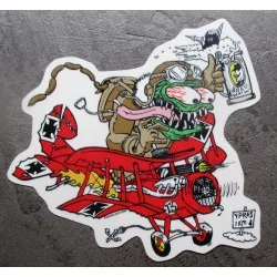 sticker monstre vert avion baron rouge rat fink autocollant transparent