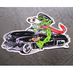 sticker monstre vertet cadillac noir cabriolet rat fink autocollant transparent