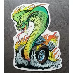 sticker serpent cobra avec des roues qui burn kustom kulture  autocollant transparent