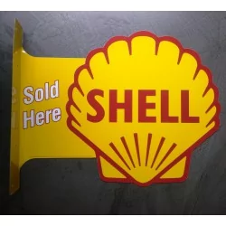 plaque shell 2 faces potence tole huile essence deco garage 44x33 cm