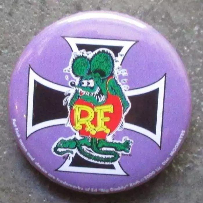 badge rat fink violet croix malte noir ideal casquette kustom big daddy