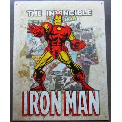 plaque super hero invincible iron man sur fond beige clair affiche tole usa déco enfant