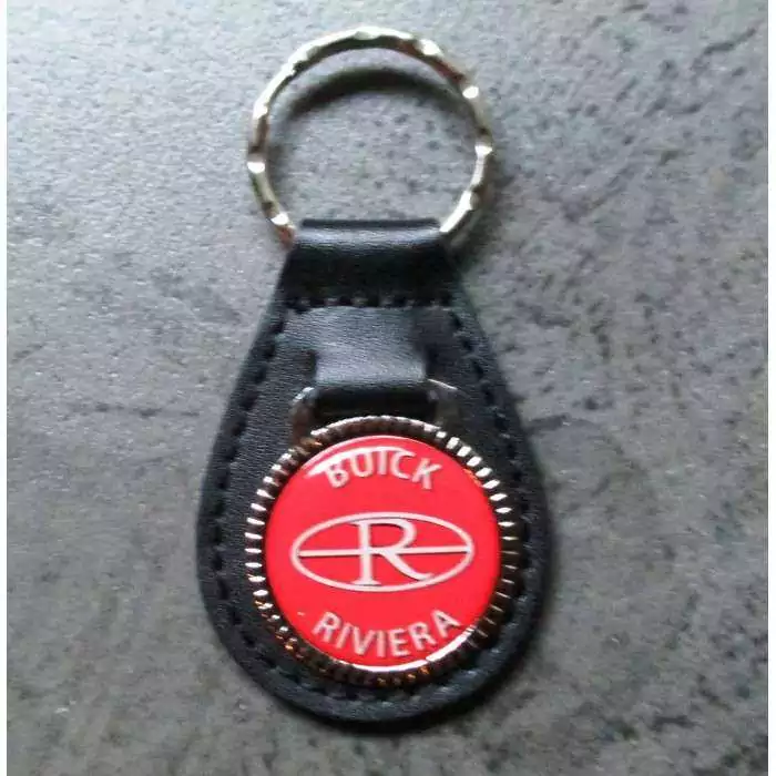 porte clé logo buickriviera rouge metal et cuir voiture americaine usa
