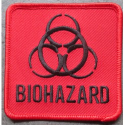 patch biohazar carré rouge 7.5x7.5 cm ecusson thermocollant usa