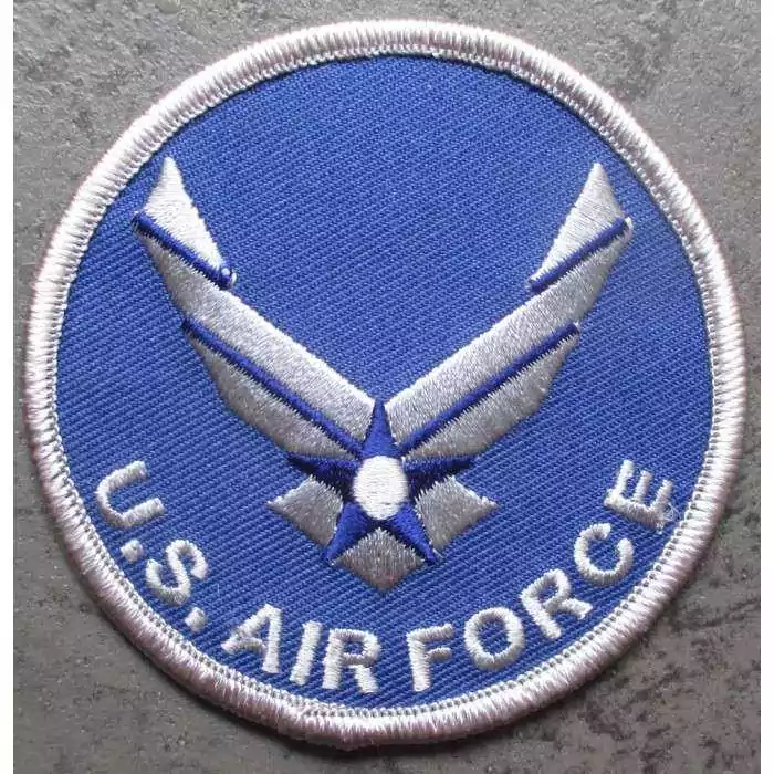 patch rond US air force bleu aviation 7.5 cm ecusson thermocollant usa drapeau