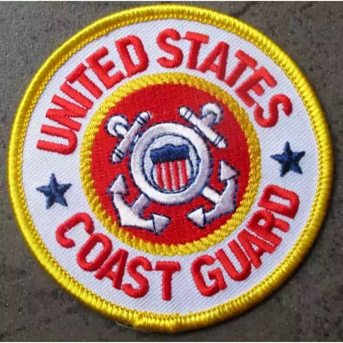patch rond US coast guard guarde cote  7.5 cm ecusson thermocollant usa drapeau