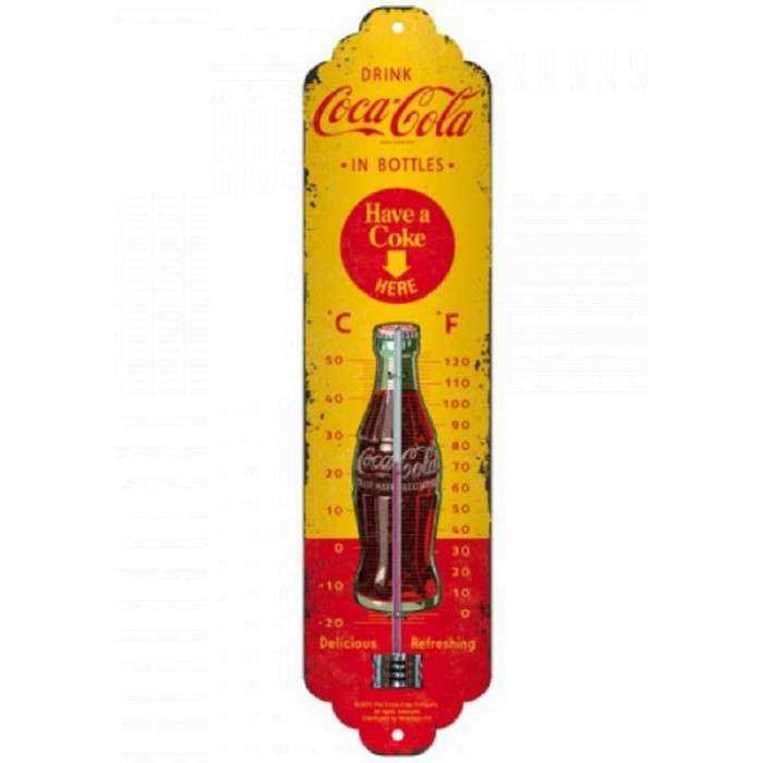thermometre coca cola rouge et jaune aspect vieillit deco cuisine bar diner
