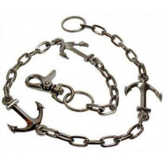 chaine de portefeuille chromé avec 3 ancres marine rockab chaine de portefeuille chromé avec 3 ancres marine rockab