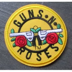 patch guns & roses jaune groupe rock ecusson thermocollant pistolets croisés
