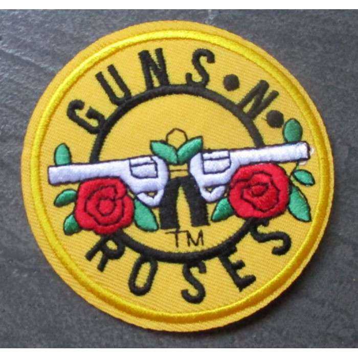 patch guns & roses jaune groupe rock ecusson thermocollant pistolets croisés patch guns & roses jaune groupe rock ecusson thermocollant pistolets croisés
