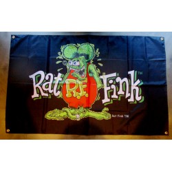 drapeau inscription rat fink sur fond noir flag ed roth rat rod kustom kulture rare