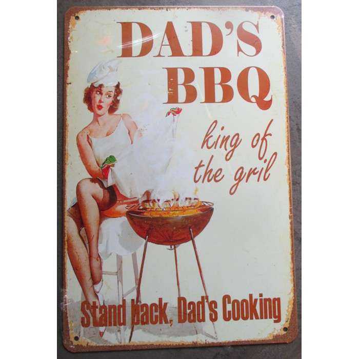 plaque tole pinup BBQ style année 50 30x20cm tole pub sexy diner loft