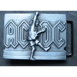 boucle de ceinture AC-DC  et guitare  couleur grise hard rock
