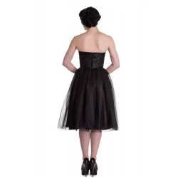 robe pin up noire tamara avec voile taille S retro rockabilly vintage