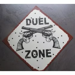 plaque losange duel zone 40x40cm tole deco affiche metal pistolet