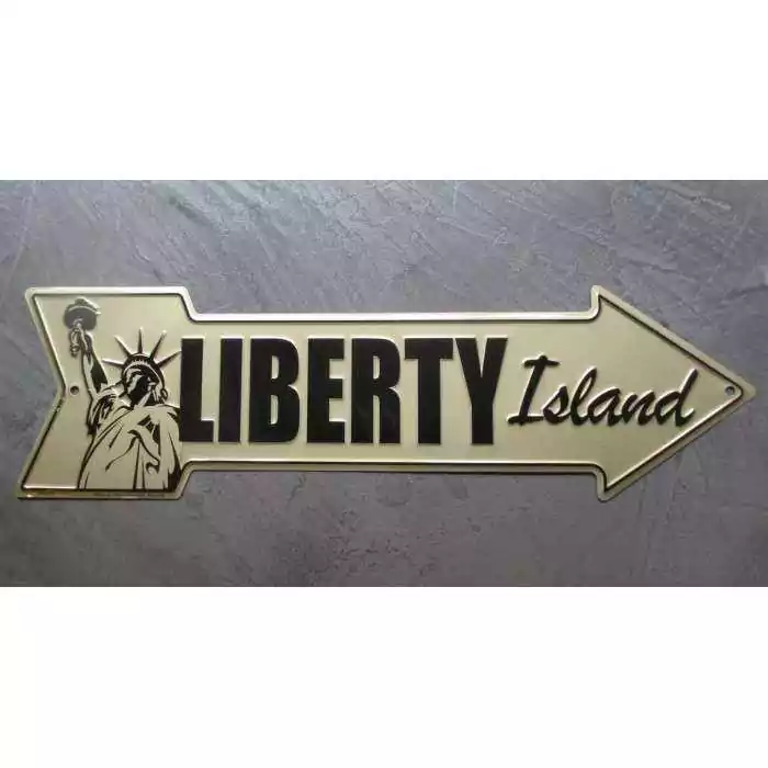 plaque flèche statue de la liberté liberty island tole déco metal affiche bar diner loft