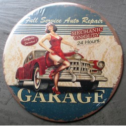 plaque full service auto repai pin up deco tole garage oil hot rod