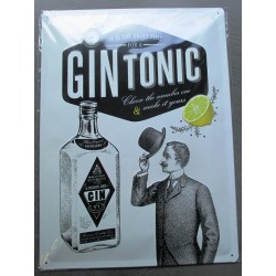 plaque cocktail gin tonic relief 40cm tole pub style affiche ancienne