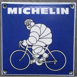 mini plaque emaillée michelin vélo bleu tole email deco garage