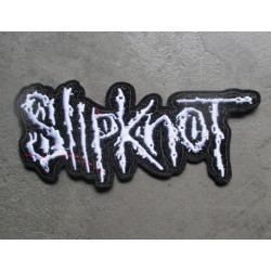 patch groupe hard rock slipknot 11x4.5 cm  noir et blanc écusson  thermocollant pour veste blouson