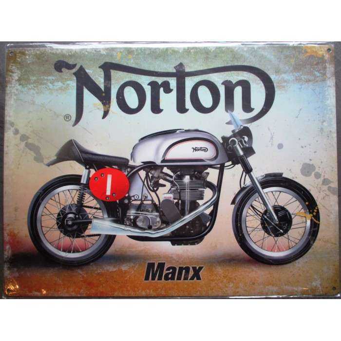 plaque moto norton manx tole deco affiche métal pub garage 40cm plaque moto norton manx tole deco affiche métal pub garage 40cm