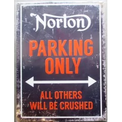 plaque moto norton parking only noire tole deco affiche métal pub garage 40cm