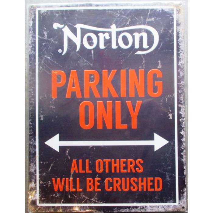 plaque moto norton parking only noire tole deco affiche métal pub garage 40cm plaque moto norton parking only noire tole deco affiche métal pub garage 40cm