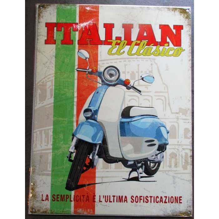 plaque italian scooter el classico tole pub métal déco garage plaque italian scooter el classico tole pub métal déco garage