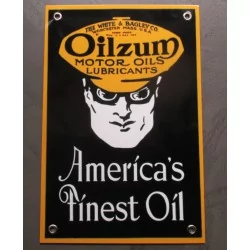 plaque alu oilzum motor oil rect 30x20 noire ole metal garage huile pompe à essence