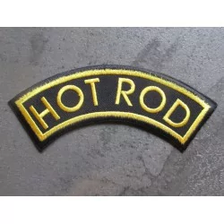patch banderole hot rod noir et jaune écusson thermocollant pour veste blouson