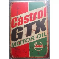 plaque tole  huile castrol GTX aspect vieillit 30x20cm tole pub garage  diner loft