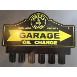 plaque tole  épaisse support de clé en métal polly gasoline huile déco garage loft 38x31 cm