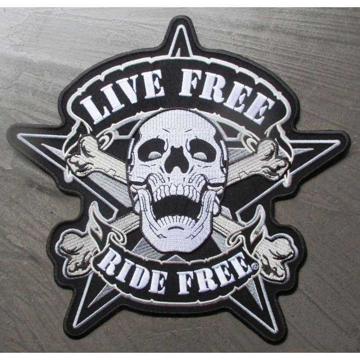 gros patch live free ride free 24 x24 cm écusson dos veste blouson biker crane pirate gros patch live free ride free 24 x24 cm écusson dos veste blouson biker crane pirate