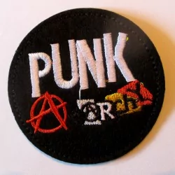 patch rond noir punk anarchy 7.5 cm écusson thermocollant veste chemise