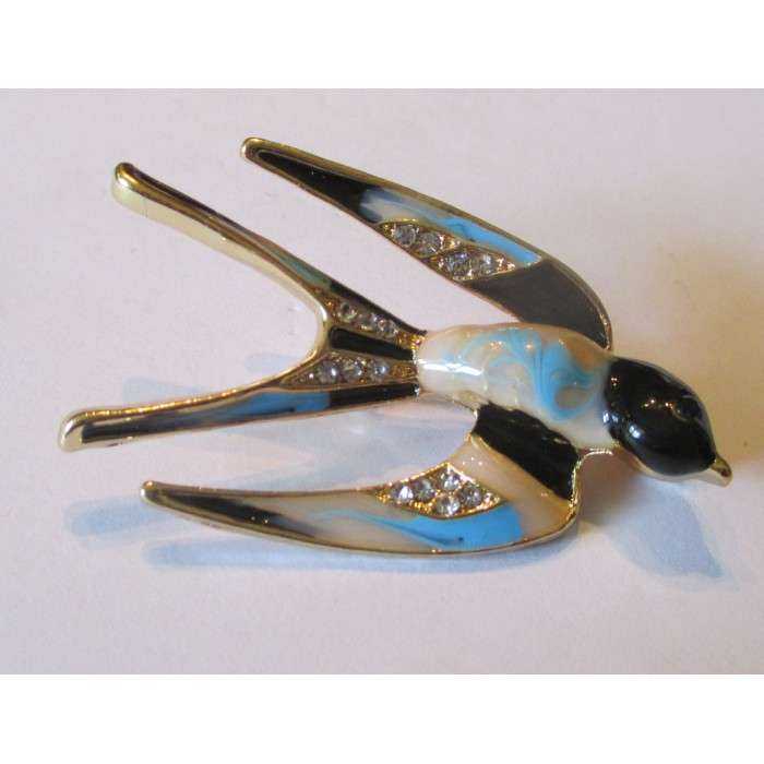 broche hirondelle 3D rockabilly bleu idéal pin up retro vintage broche hirondelle 3D rockabilly bleu idéal pin up retro vintage