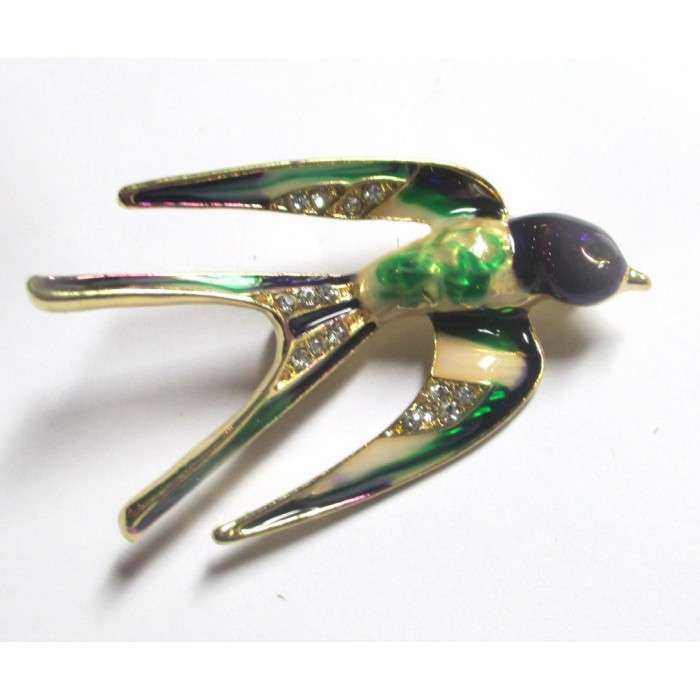 broche hirondelle 3D rockabilly verte idéal pin up retro vintage broche hirondelle 3D rockabilly verte idéal pin up retro vintage
